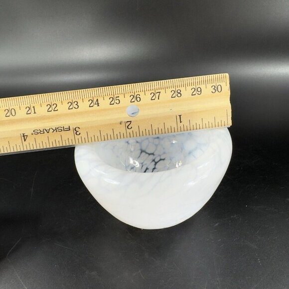 Hand Blown Art Glass Round Dish Bowl Heavy Small White Spots Hand Made Hollow - Picture 5 of 16